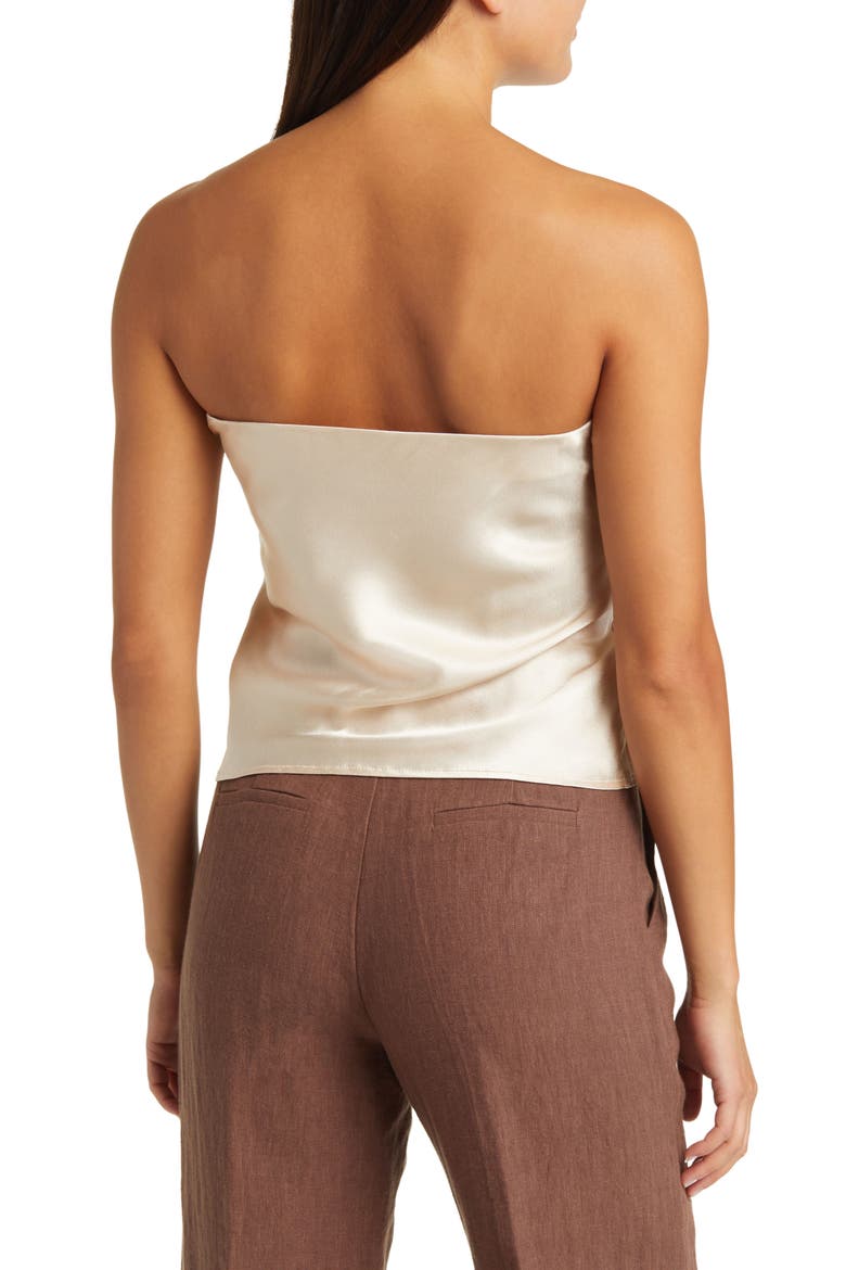 Riviera Strapless Satin Top, Alternate, color, TAUPE