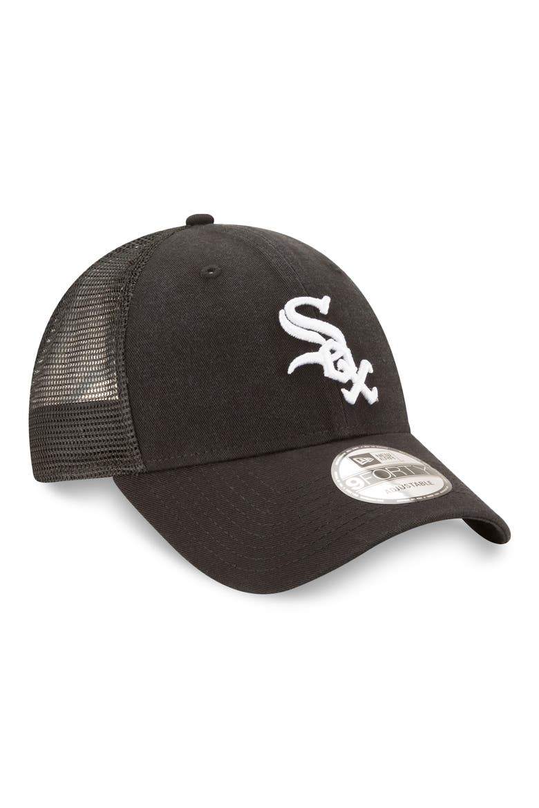 Men's New Era Black Chicago White Sox Trucker 9FORTY Adjustable Snapback Hat, Main, color, BLACK