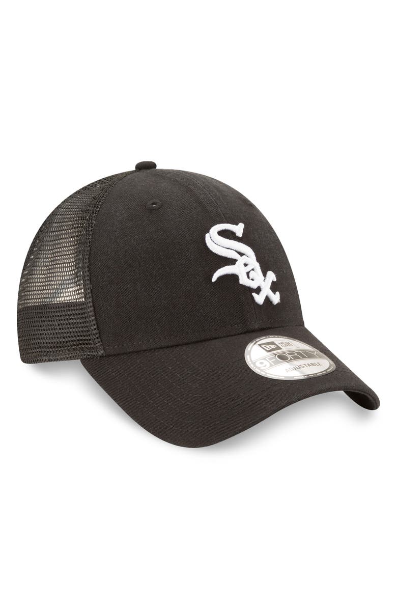 New Era Men's New Era Black Chicago White Sox Trucker 9FORTY Adjustable Snapback Hat, Main, color, 