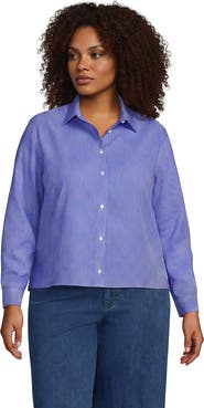 Lands' End Plus Size No Iron Boxy Cropped Shirt