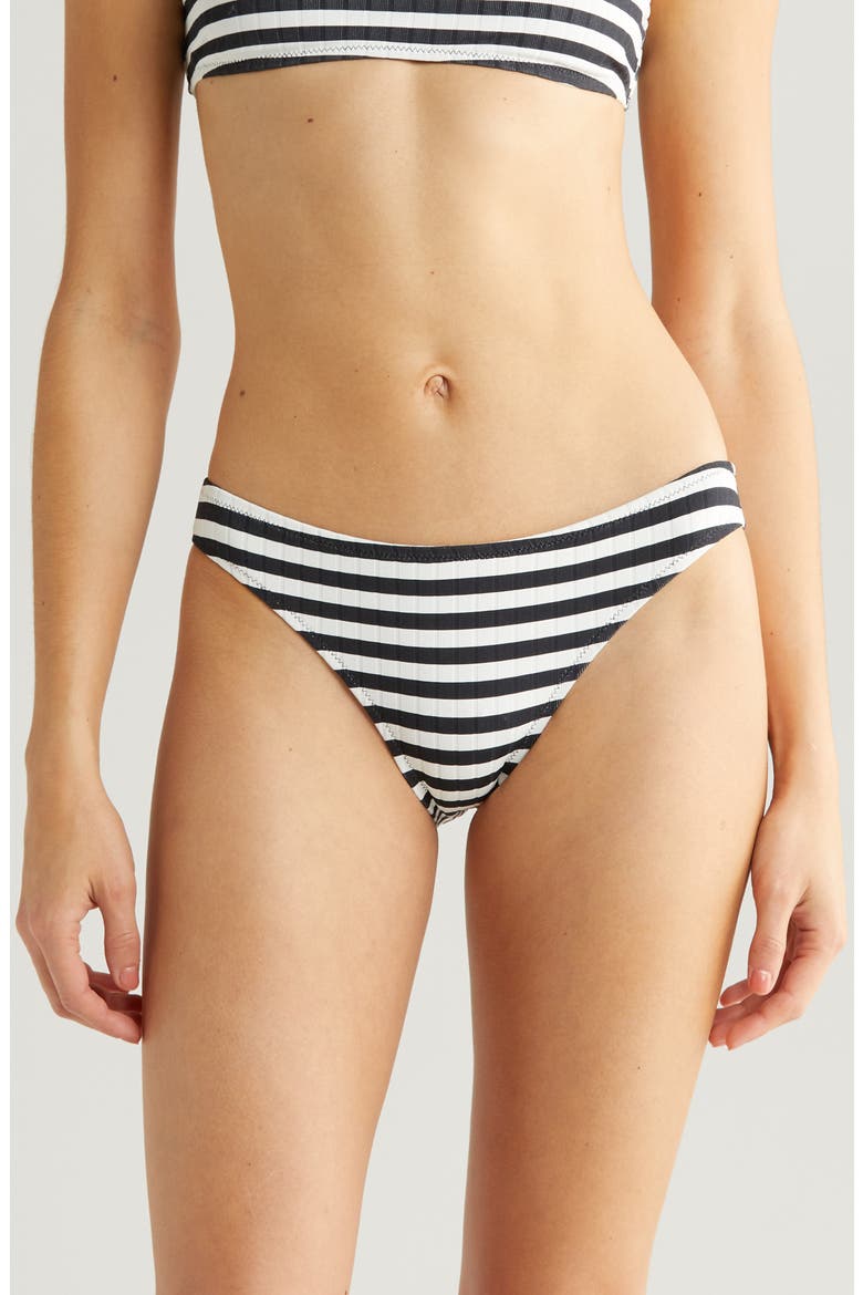 Elle Stripe Bikini Bottoms, Main, color, BLACKOUT X MARSHMALLOW