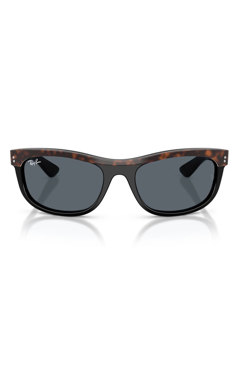 Ray-Ban 62mm Balorama Rectangle Sunglasses, Main, color, Havana On Black / Blue