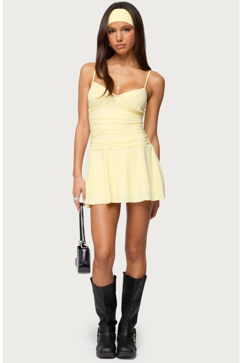 Deborah Ruched Minidress, Alternate, color, YELLOW