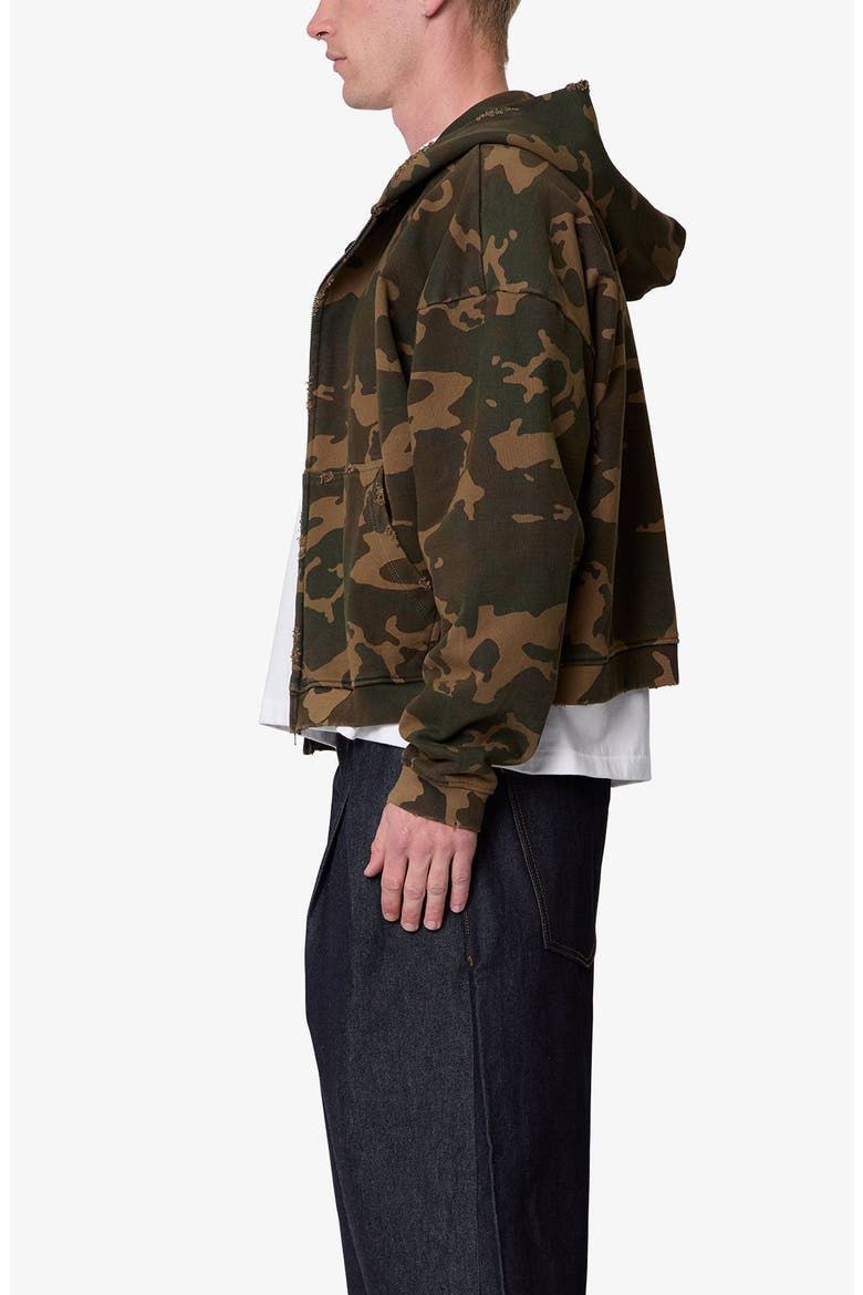 Camouflage Oversize Cotton Full-Zip Hoodie, Alternate, color, GREEN