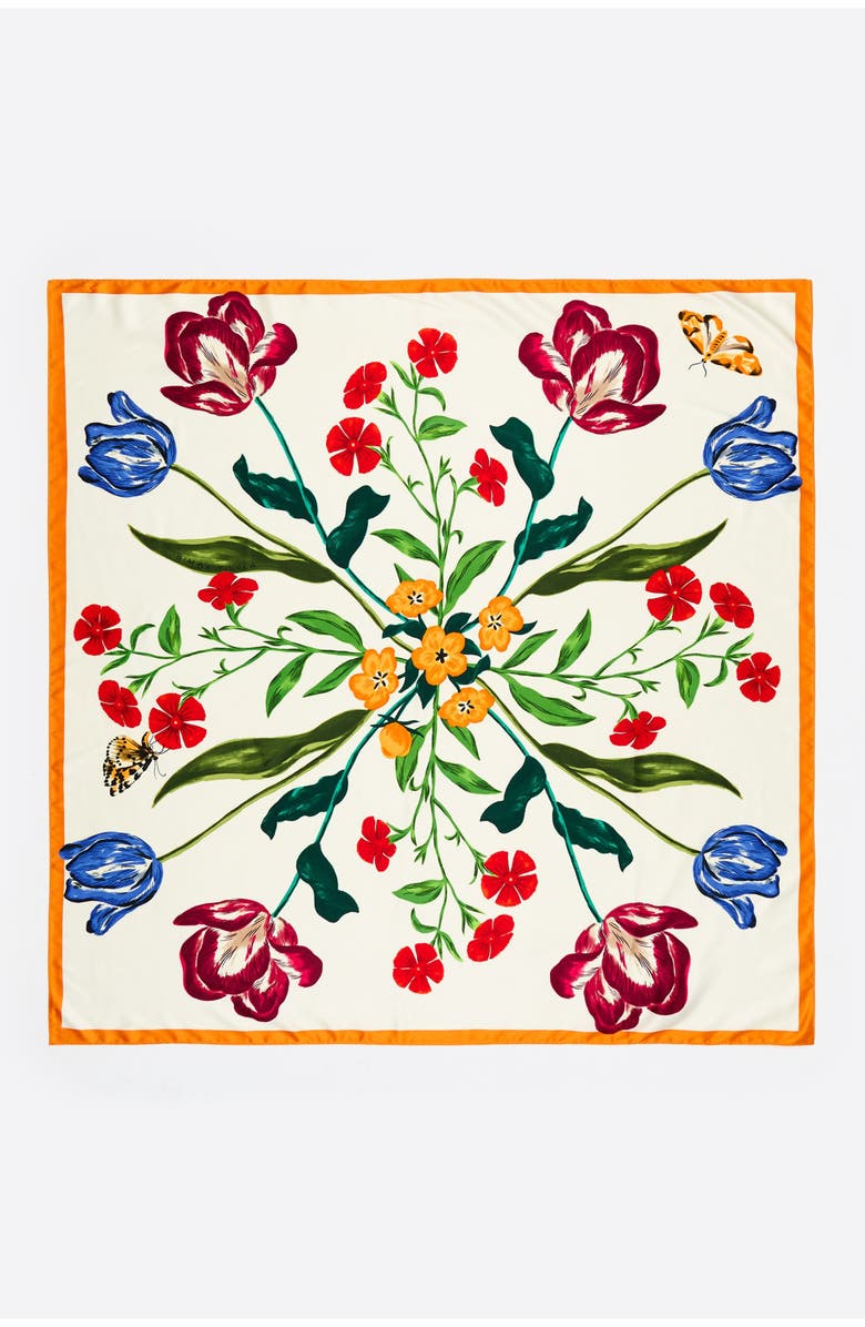 Bimba y Lola Botanical Flowers Scarf, Main, color, Ivory