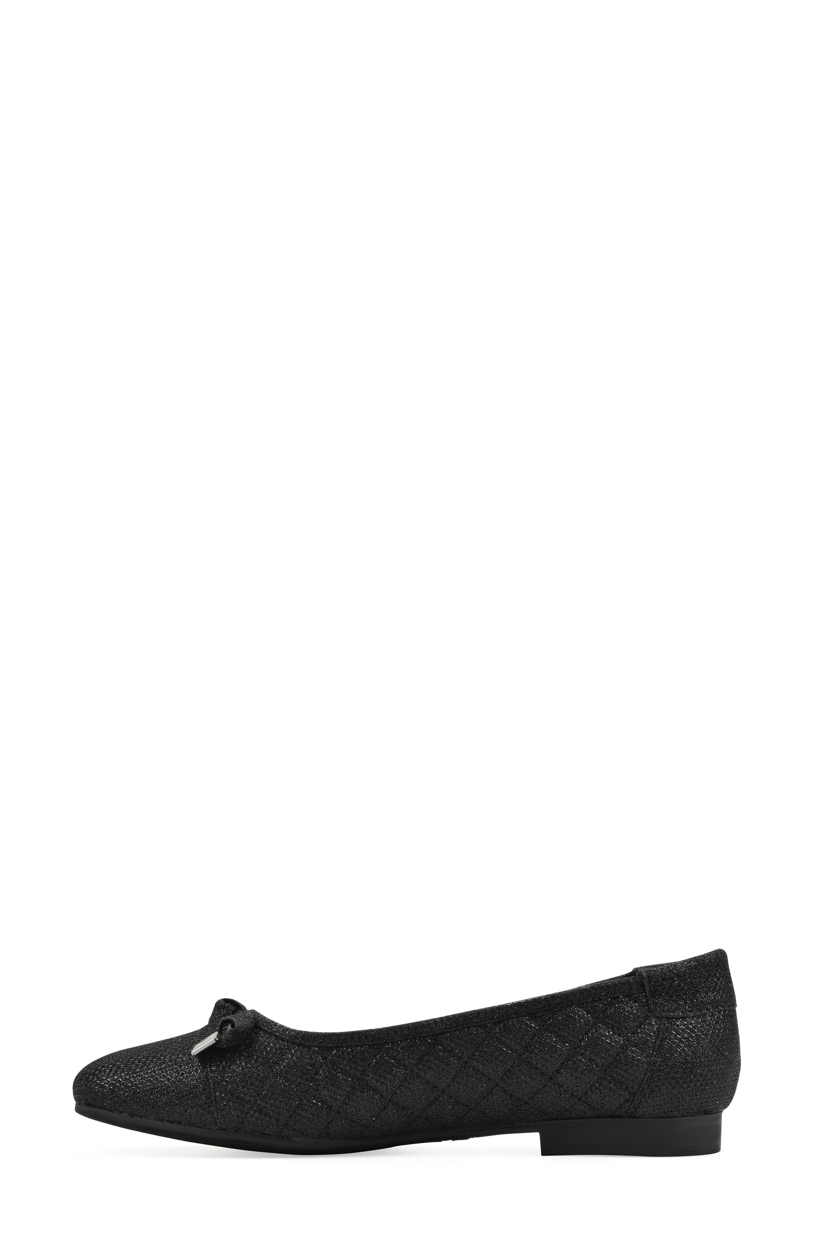 White Mountain Footwear Bocah Cap Toe Ballet Flat, Alternate, color, Black Glitter Fabric