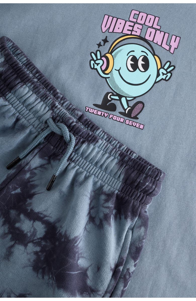 NEXT Kids' Vibes Cotton Graphic T-Shirt & Tie Dye Shorts Set, Alternate, color, Blue