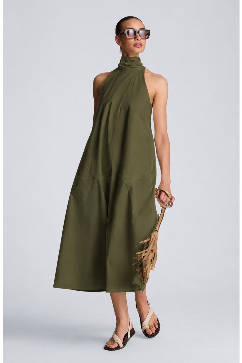 Sleeveless A-Line Dress, Alternate, color, BREEN