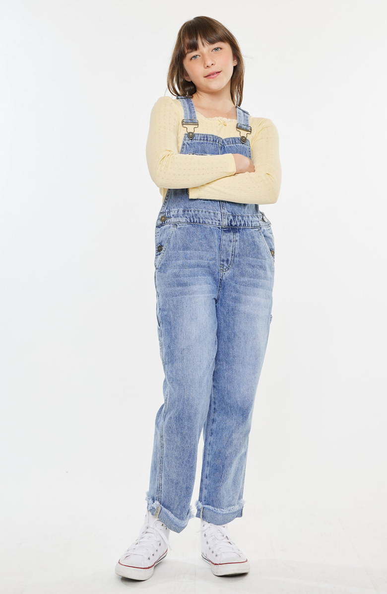 KanCan Cordelia Relaxed Overalls, Alternate, color, Medium Wash