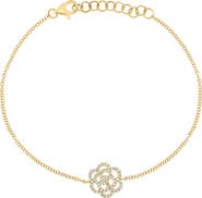 EFFY 14K Gold Plated Sterling Silver Diamond Flower Charm Bracelet