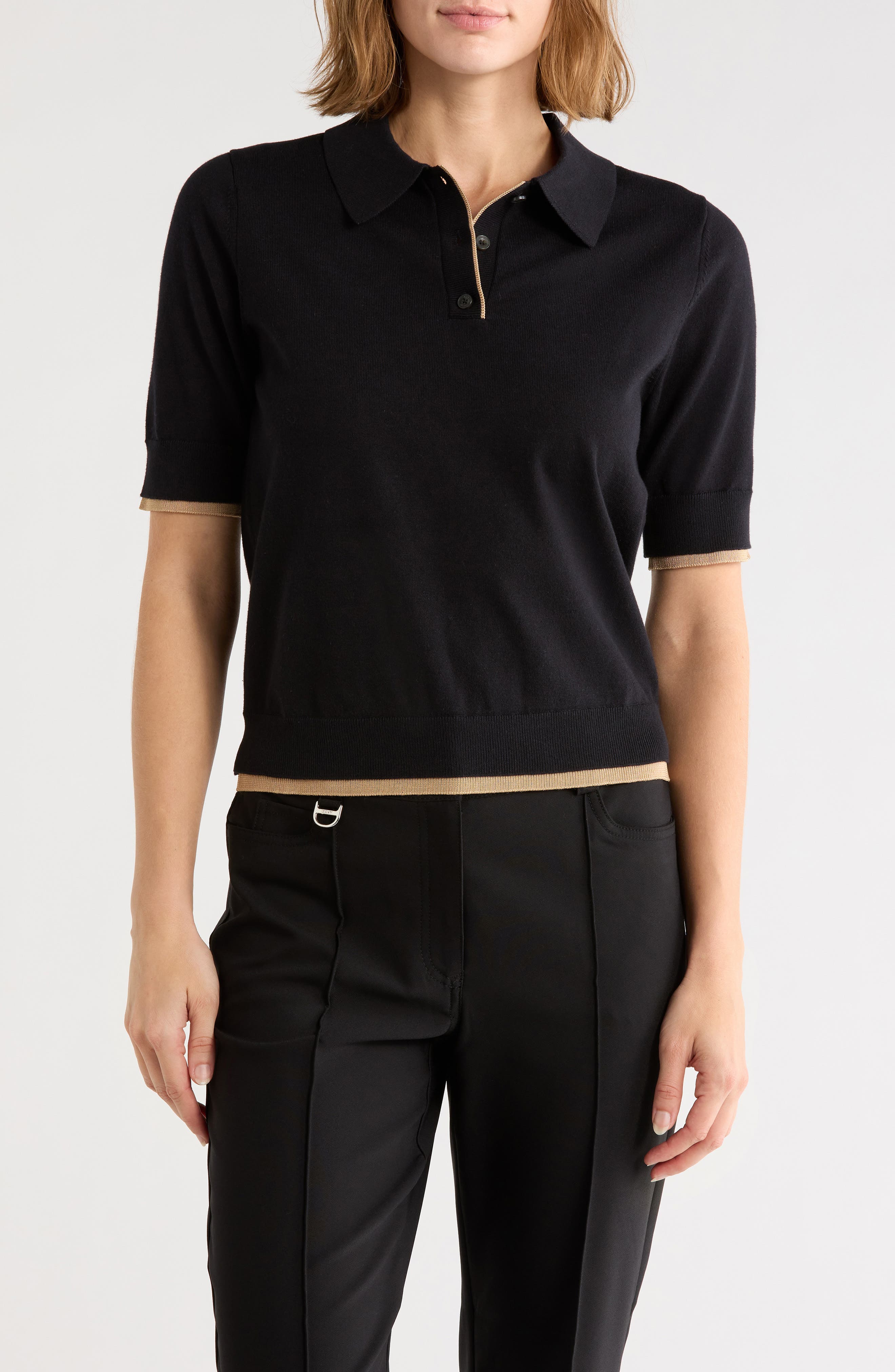 Short Sleeve Collared Sweater