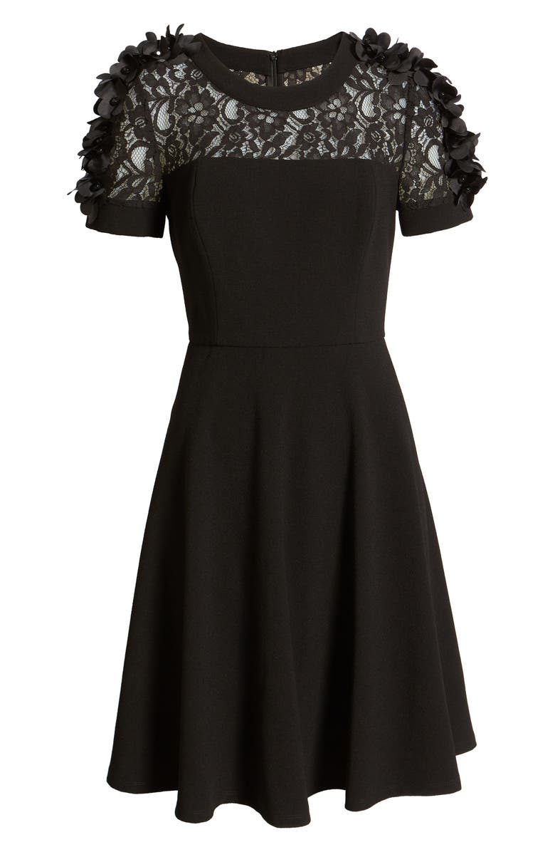 Shani Floral Appliqué Fit & Flare Cocktail Dress, Alternate, color,