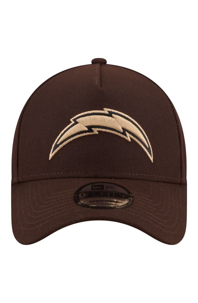 New Era Men's New Era  Dark Brown Los Angeles Chargers Burnt Wood A-Frame 9FORTY Adjustable Hat, Alternate, color, Dark Brown