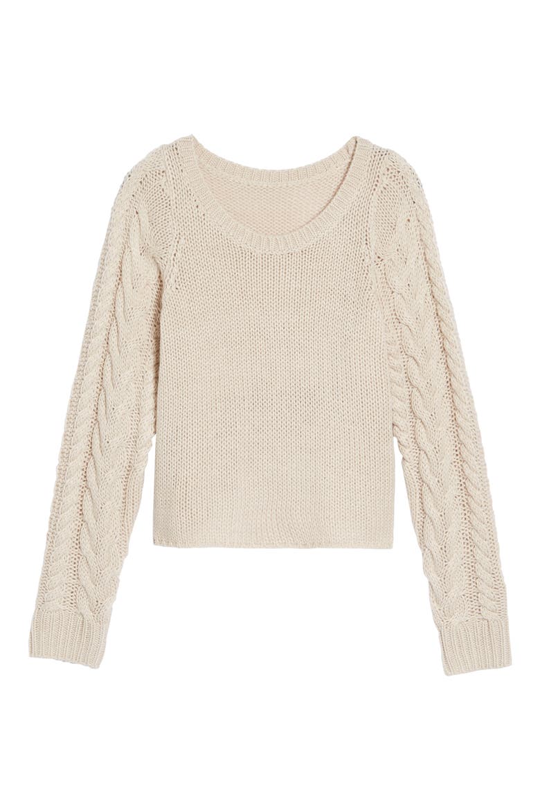 Cable Sleeve Pullover, Alternate, color, BEIGE MORN