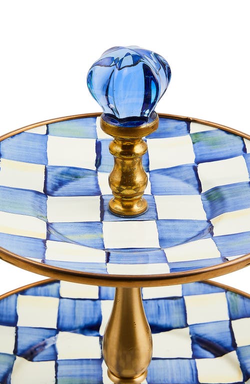Mackenzie-childs Royal Check Enamel Two Tier Sweet Stand
