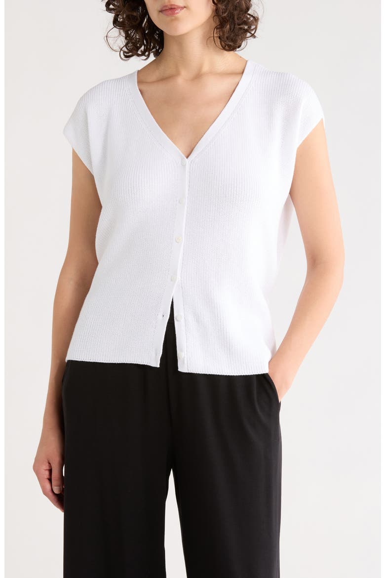 V-Neck Organic Cotton Sweater Vest, Main, color, WHITE