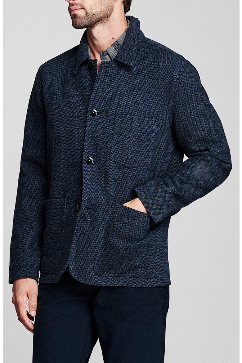 Wool Herringbone Chore Coat, Alternate, color, NAVY