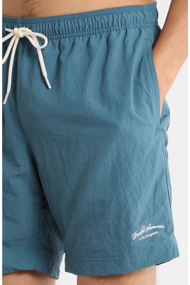 Collegiate Solid Swim Trunks, Alternate, color, BLUE