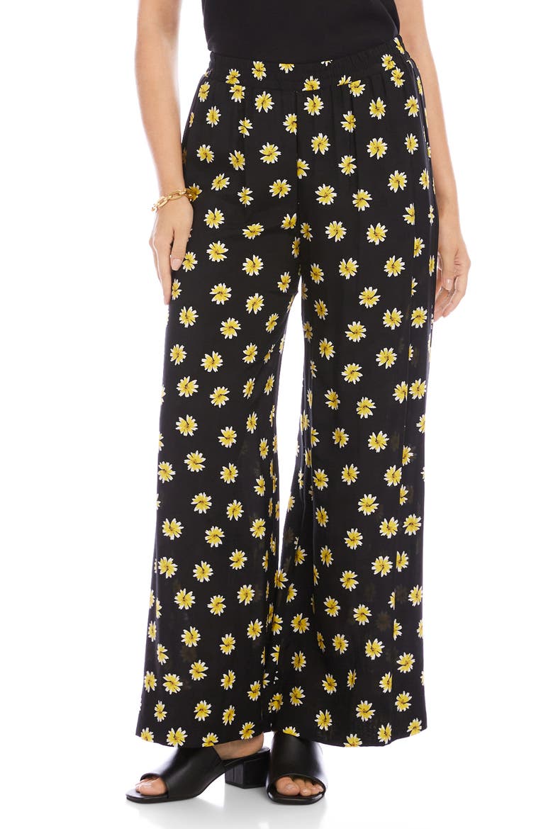 Floral Wide Leg Pants, Main, color, BLACK PRINT