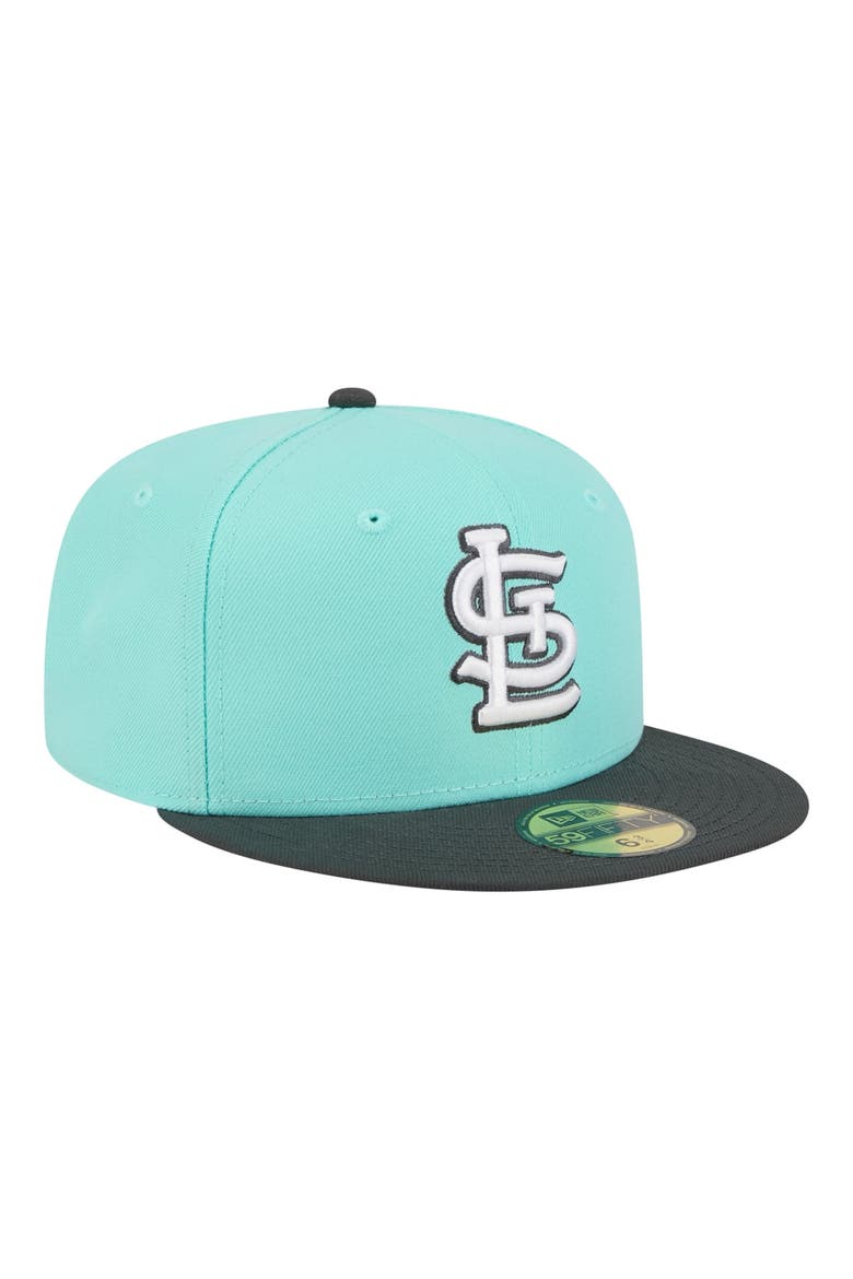 Men's New Era Turquoise/Charcoal St. Louis Cardinals Two-Tone Color Pack 59FIFTY Fitted Hat, Alternate, color, Turquoise