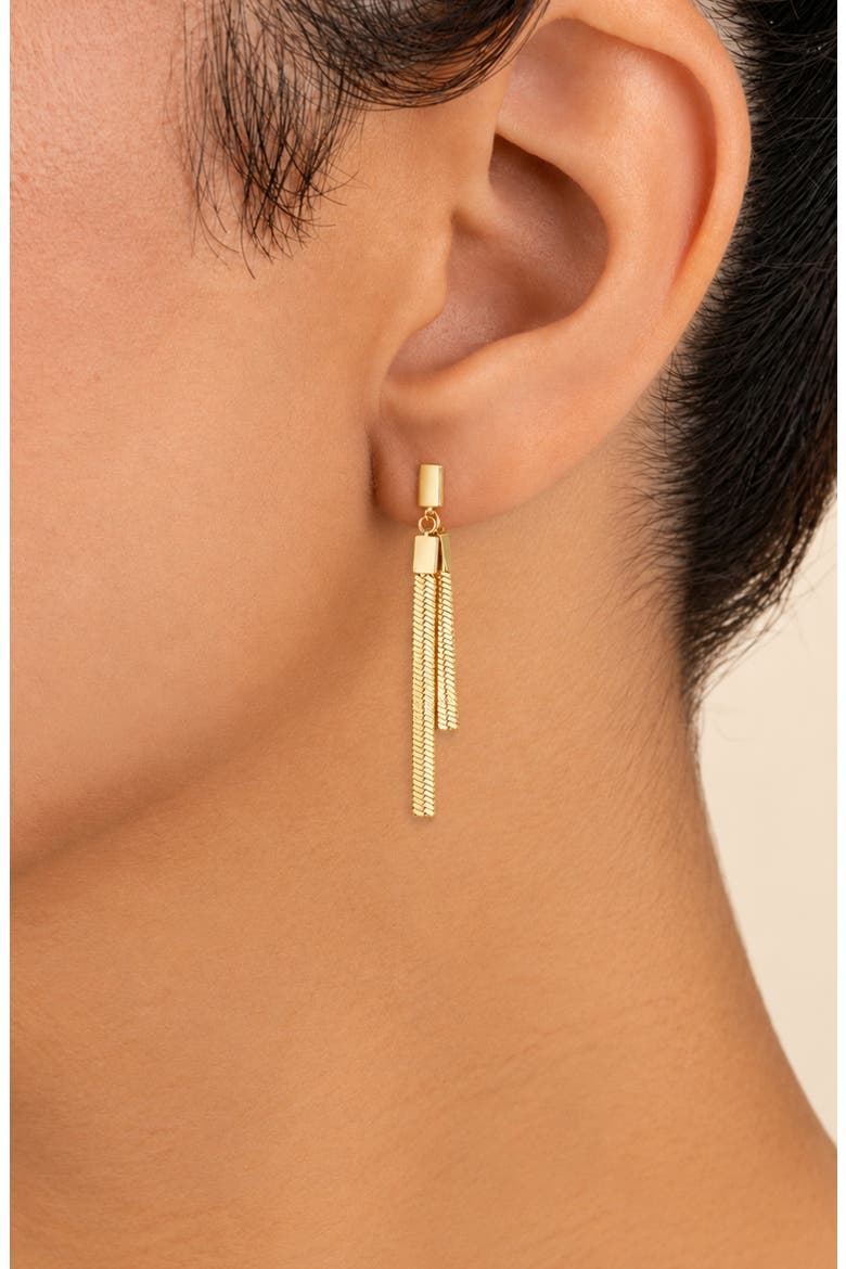 Linear Fringe Drop Earrings, Alternate, color, GOLD