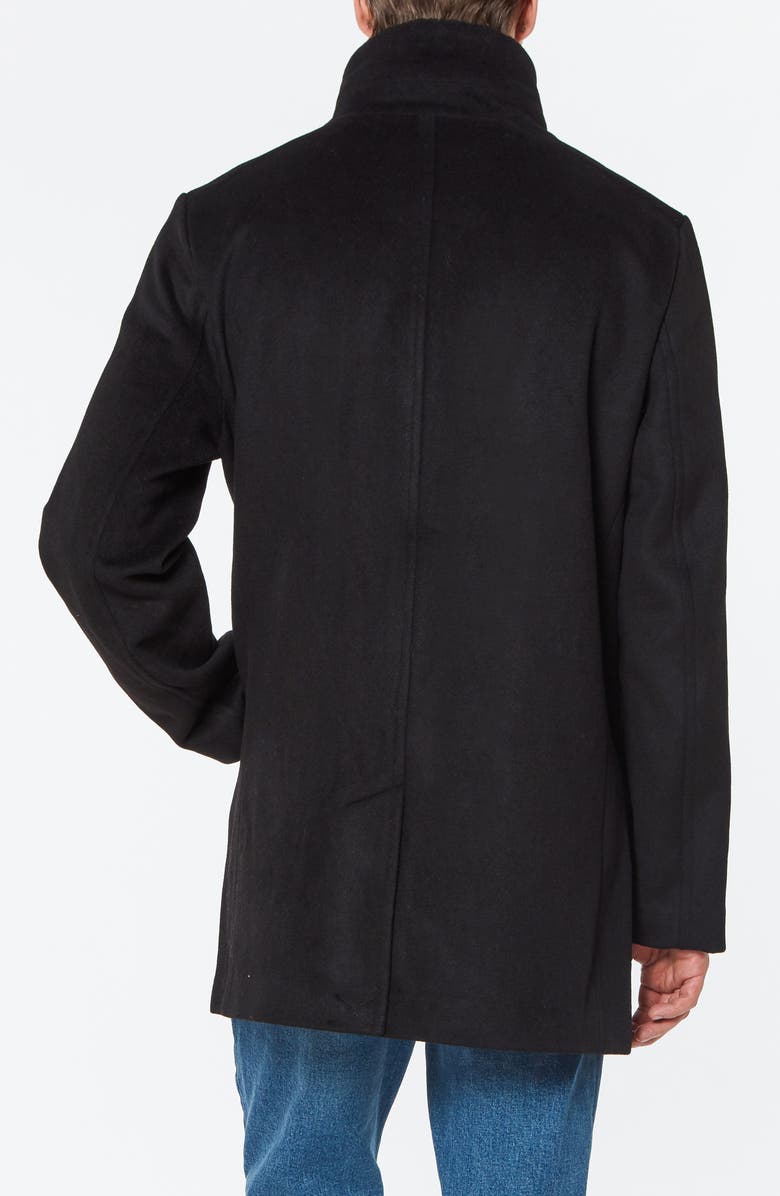 Vince Camuto Faux Shearling Trim Wool Blend Coat, Alternate, color, Black