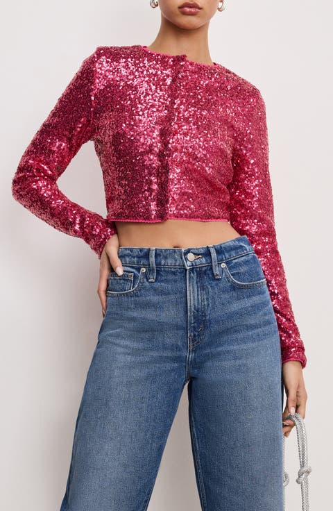 Cluster Sequin Crop Cardigan