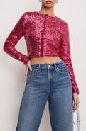 Good American Cluster Sequin Crop Cardigan