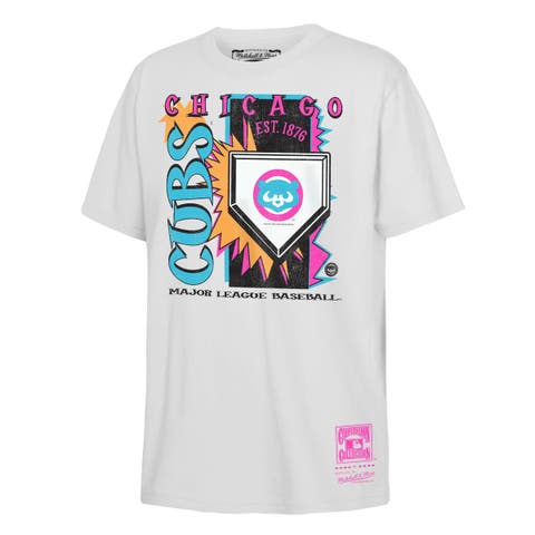 Youth Mitchell & Ness  White Chicago Cubs Cooperstown Neon Field Shock T-Shirt