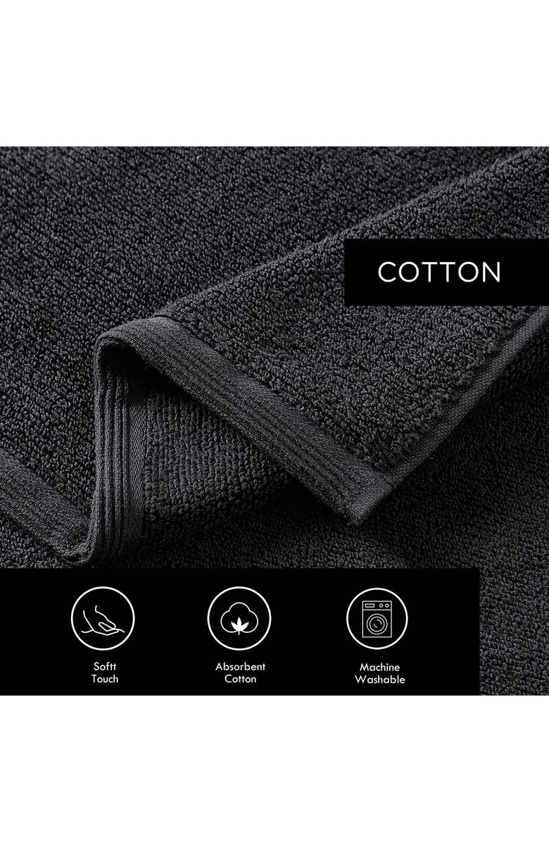 Vera Wang Sculpted Pleat 6-Piece Bath Towel, Hand Towel & Washcloth Set, Alternate, color, Black