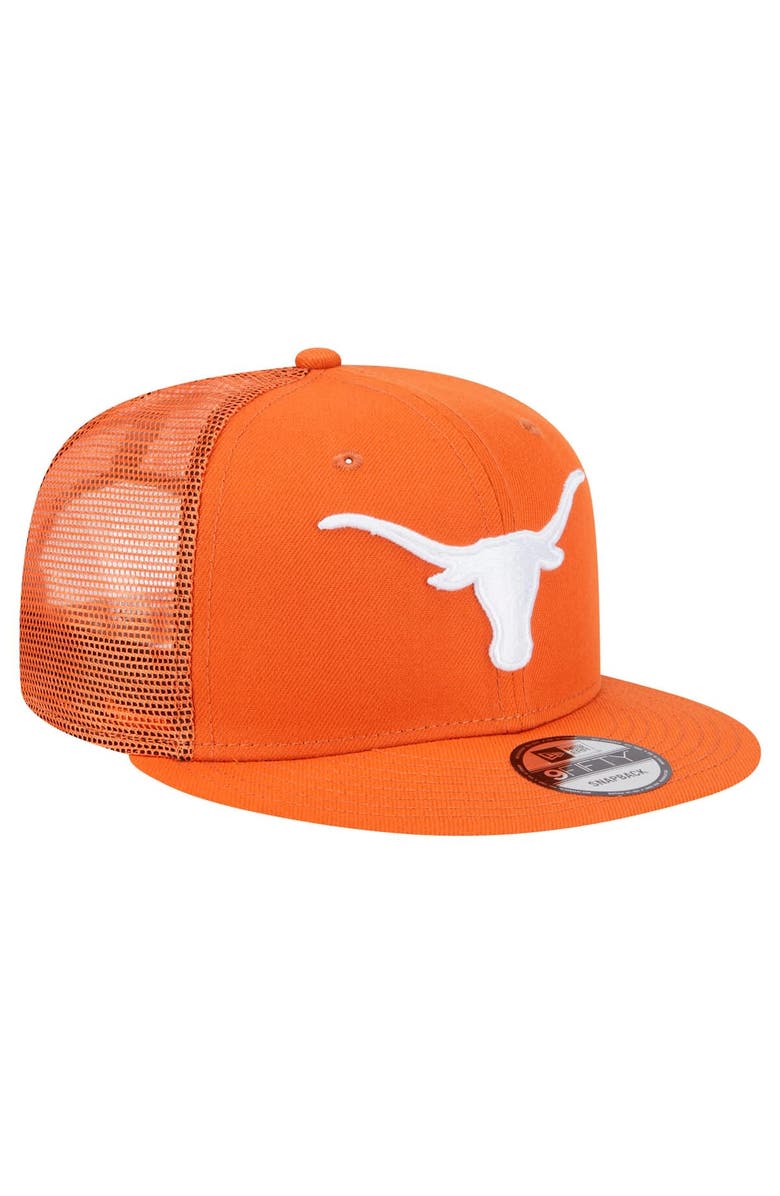 New Era Men's New Era Texas Orange Texas Longhorns 9FIFTY Trucker Snapback Hat, Alternate, color, Burnt Orange