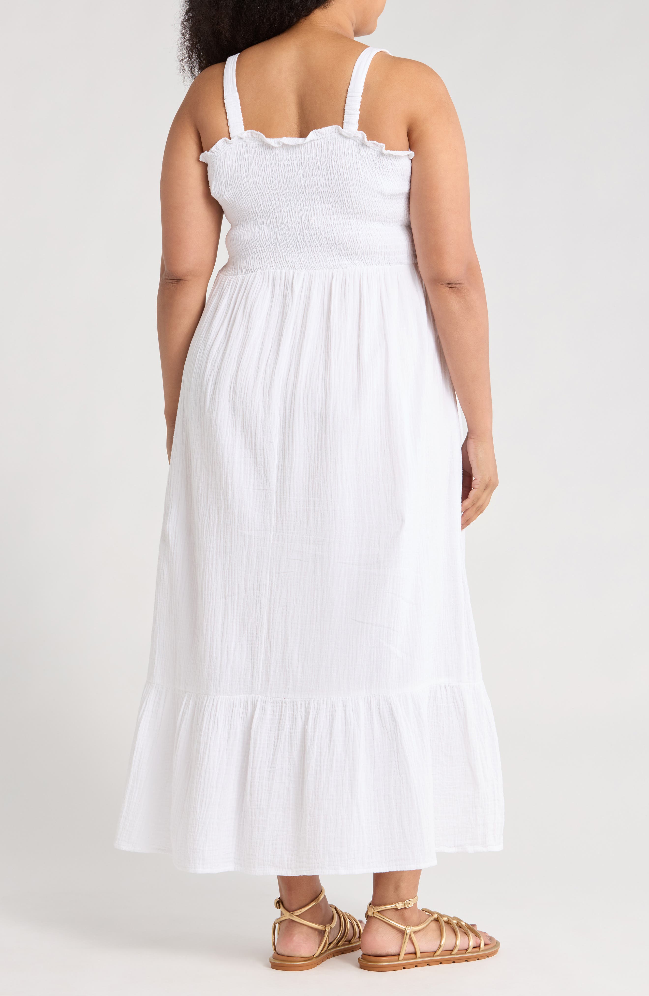 Smocked Tiered Cotton Maxi Sundress - image 4