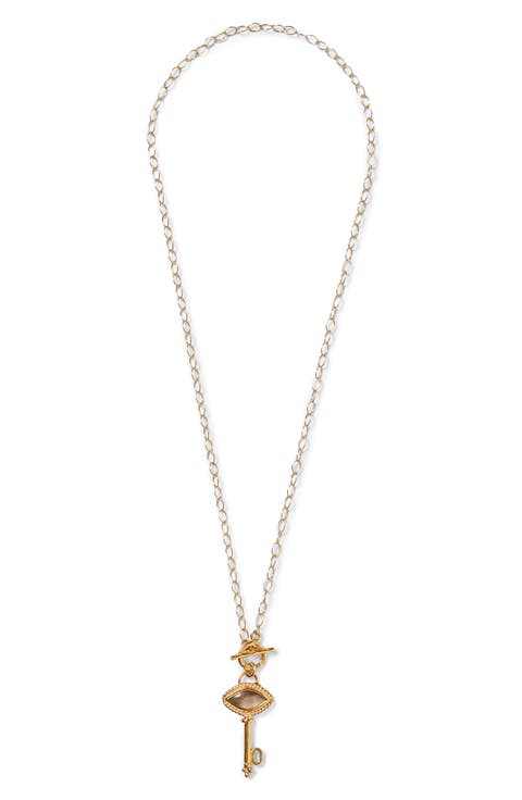 Smoky Quartz Key Pendant Necklace