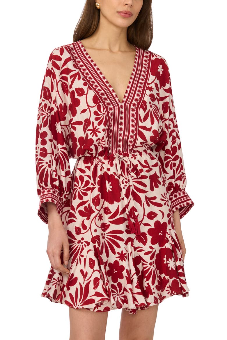 Printed Long Sleeve Dress, Alternate, color, RIO RED