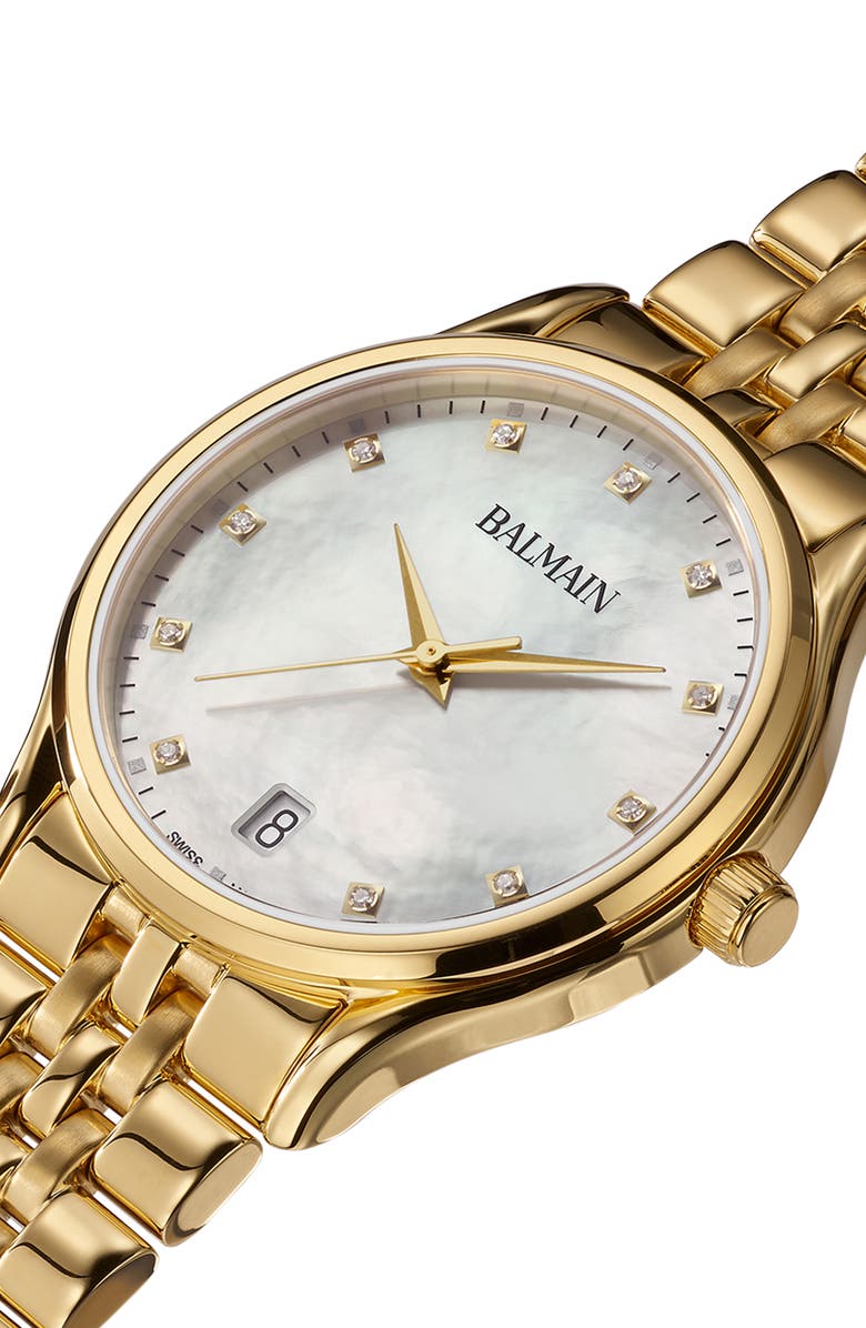 BALMAIN WATCHES Beleganza Diamond Bracelet Watch, 32mm, Alternate, color, Yellow Gold