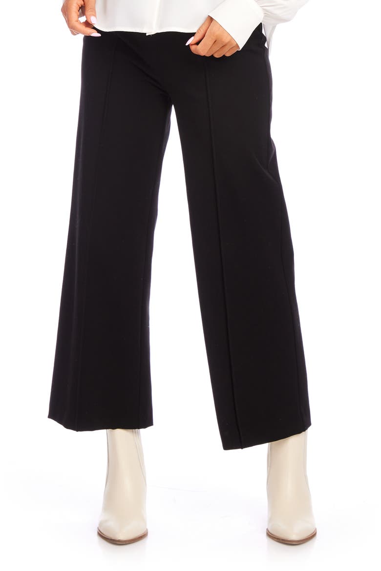 Pintuck Crop Wide Leg Pants, Main, color, BLACK