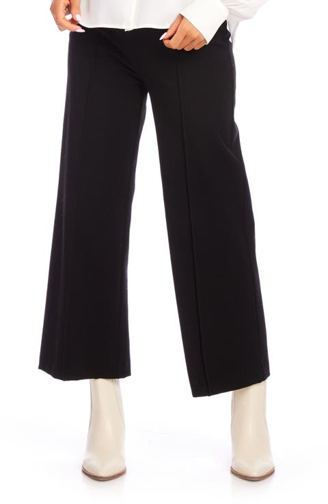 Pintuck Crop Wide Leg Pants