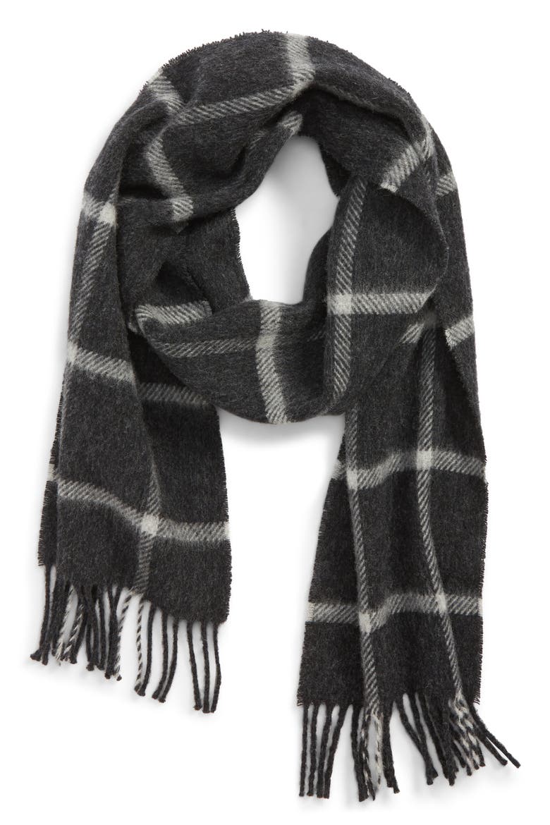 Bradford Tattersall Scarf, Main, color, DARK GREY