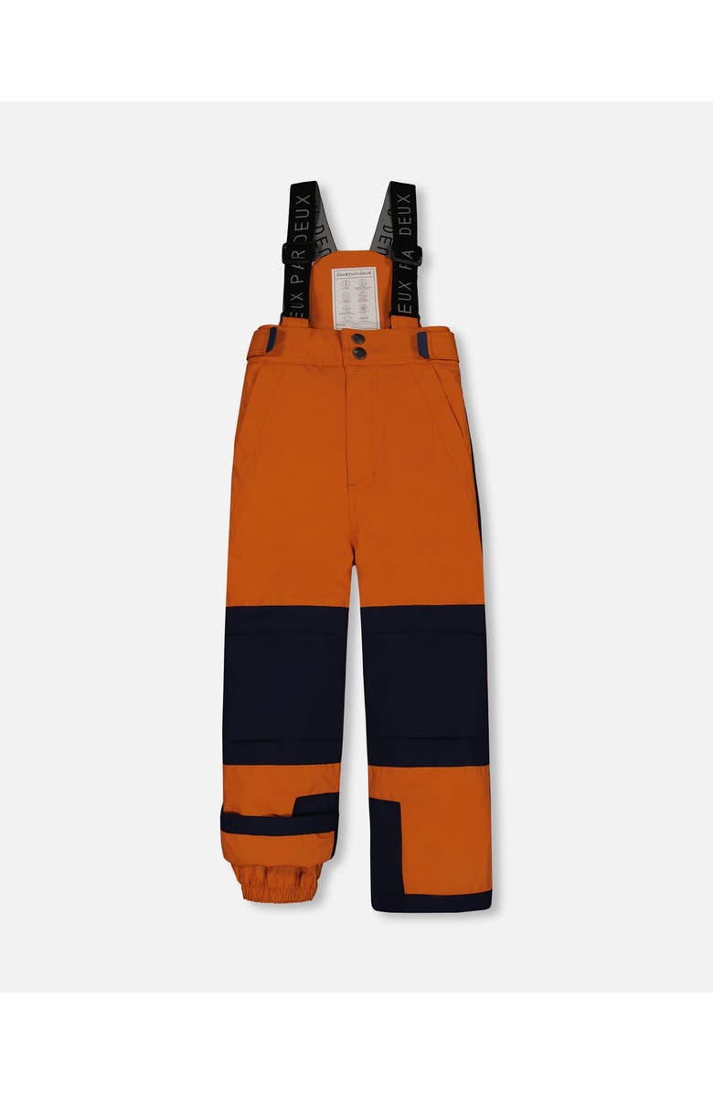 Deux par Deux Little Boy's Two Piece Snowsuit Burnt Orange With Printed Animals And Glaciers, Alternate, color, 