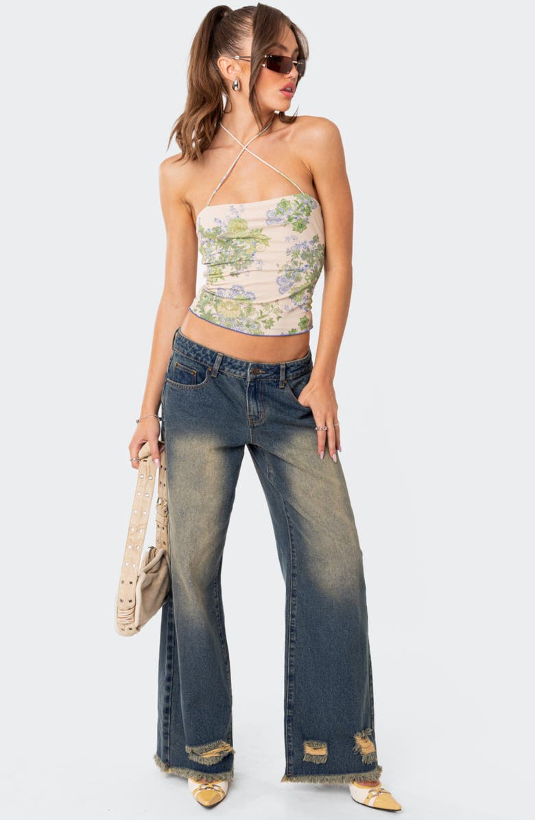 EDIKTED Orbit Washed Wide Leg Jeans, Alternate, color, 