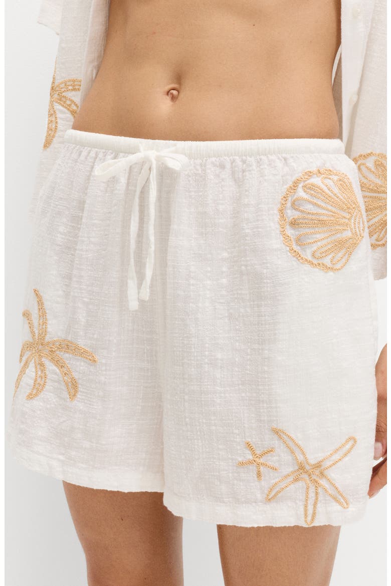 Embroidered Beach Shorts, Alternate, color, SOFT WHITE