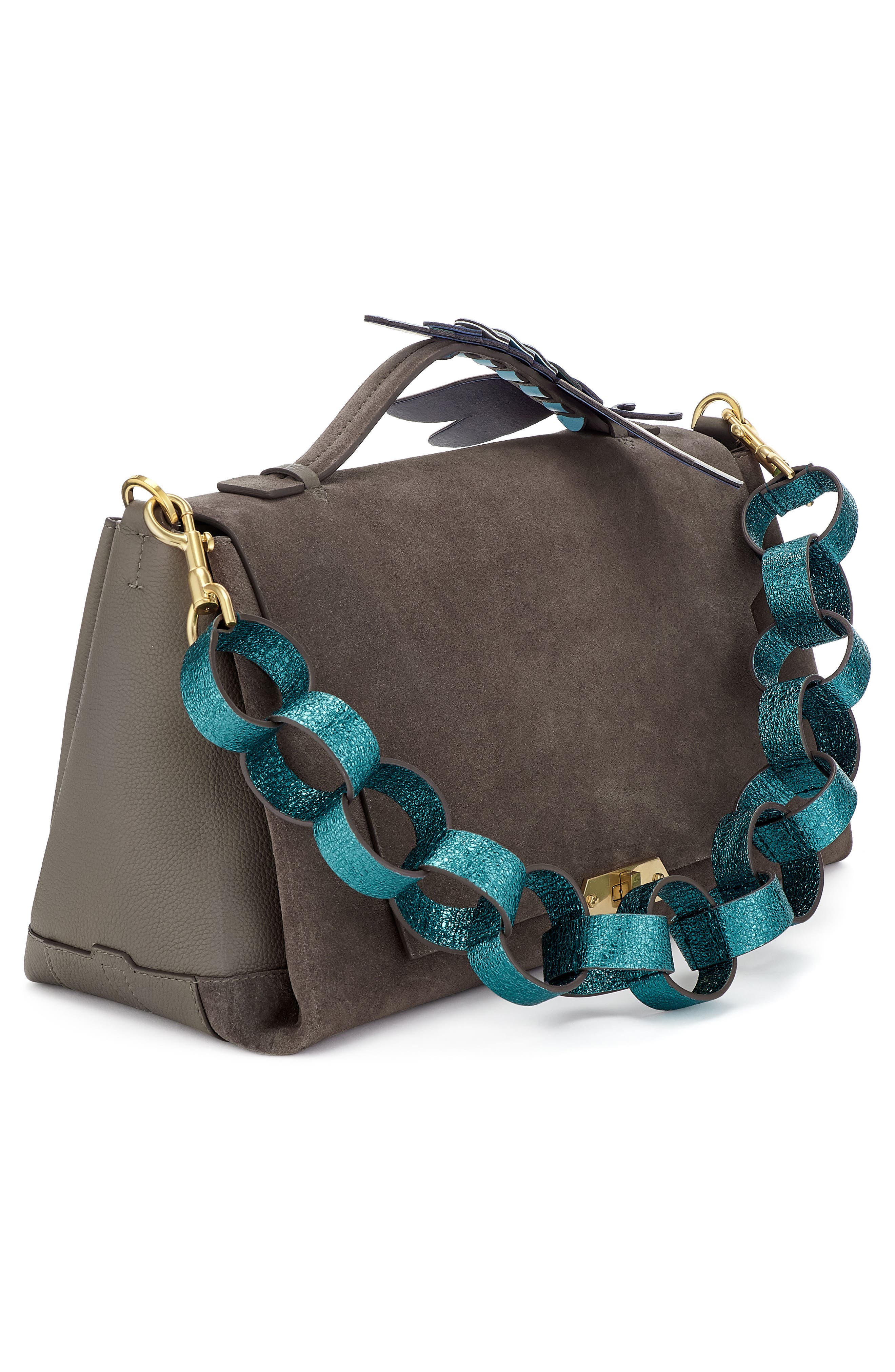 Anya Hindmarch Bathurst Dragonfly Detail Leather & Suede Satchel, Alternate, color, 