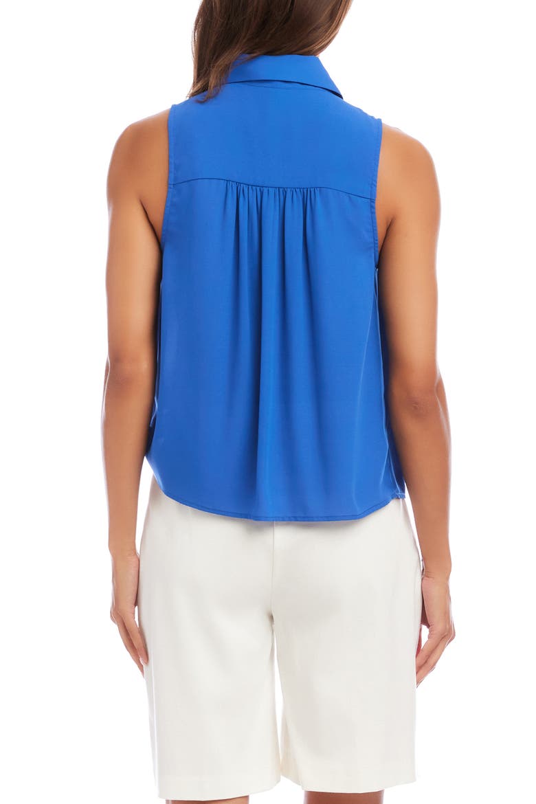 Sleeveless Tie Front Crepe Top, Alternate, color, BLUE