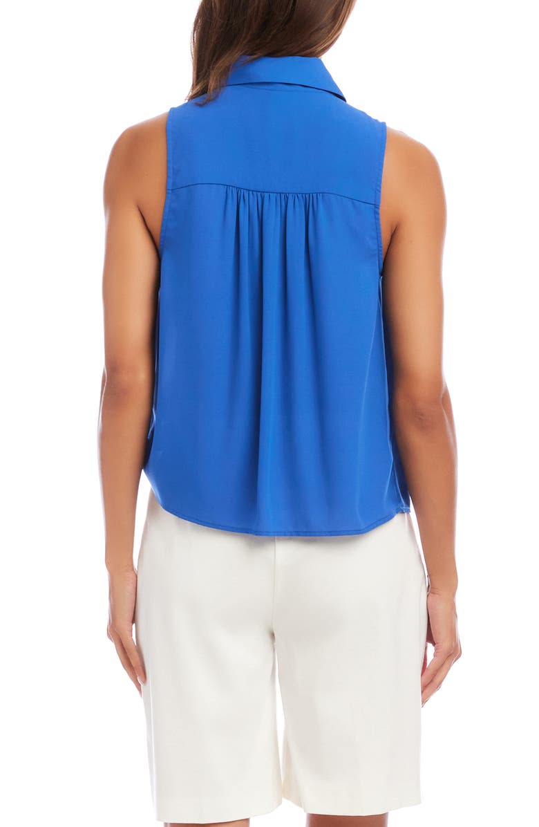 Karen Kane Sleeveless Tie Front Crepe Top, Alternate, color, Blue