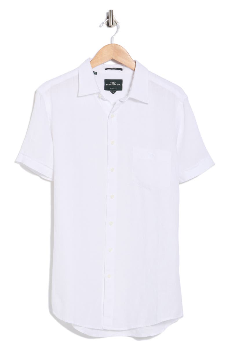 Rodd & Gunn Grey Lynn Linen Short Sleeve Button-Up Shirt, Alternate, color, Snow