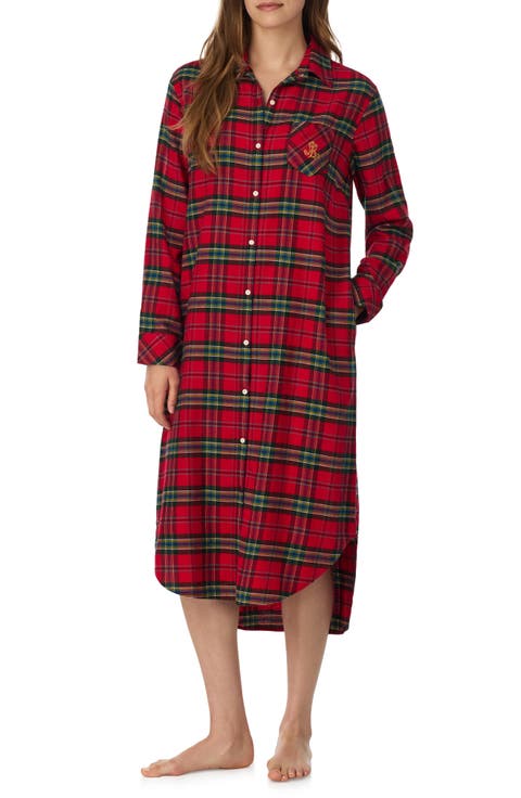 Plaid Long Sleeve Sleep Shirt