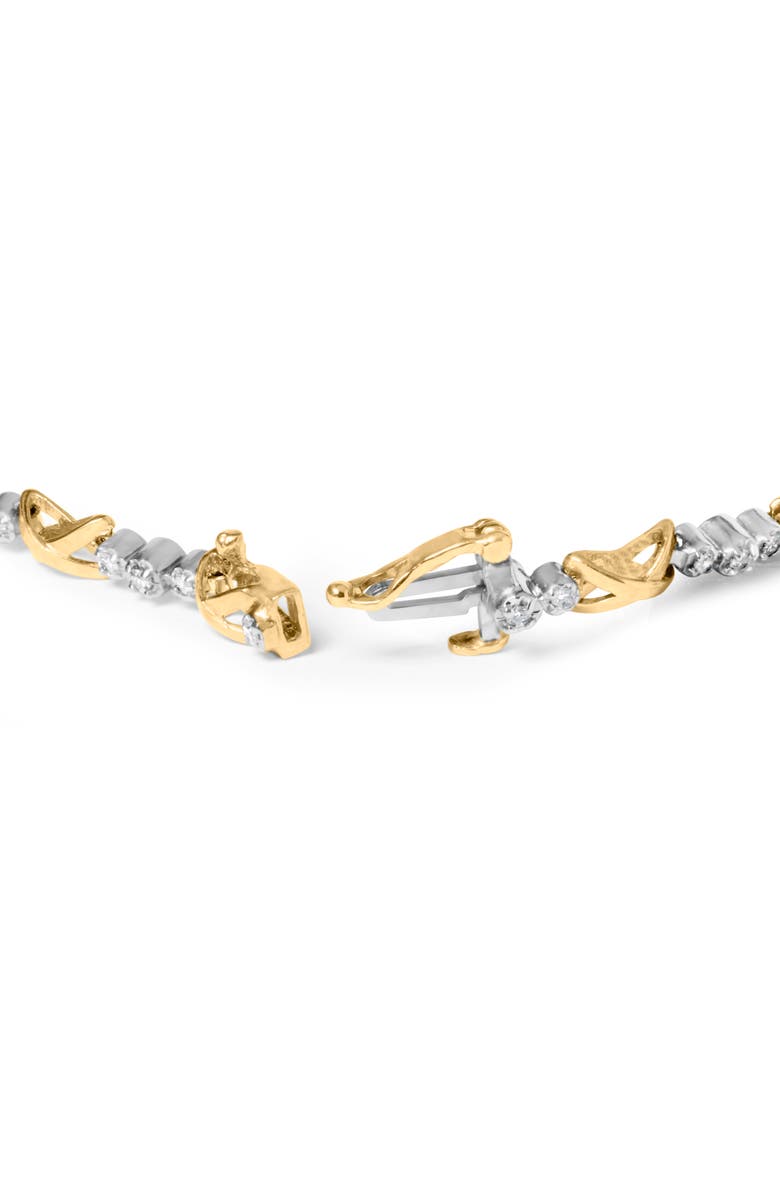 Haus of Brilliance 10K Two-Tone Gold 1/2 Cttw Diamond Alternating 3 Stone and X-Link Bracelet, Alternate, color, Yellow