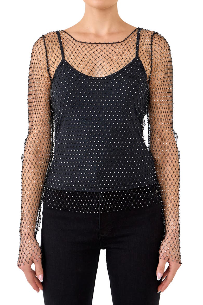 Embellished Top, Main, color, BLACK