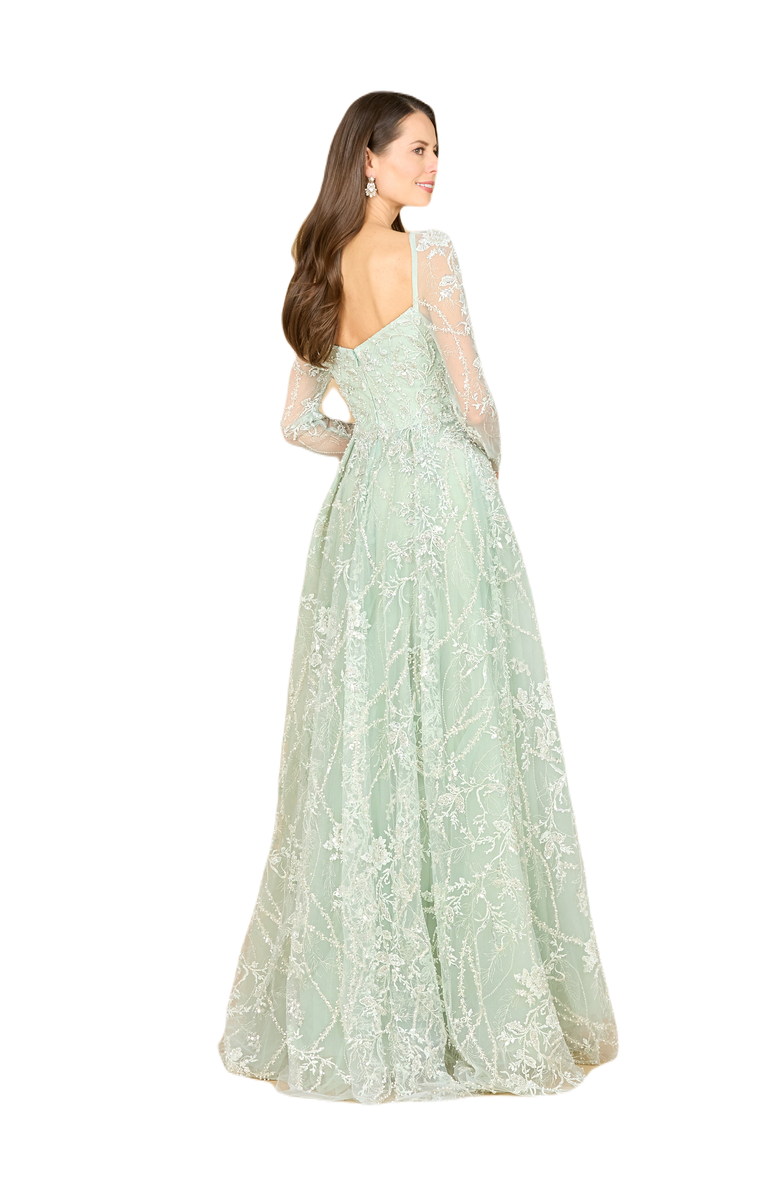 LARA New York Long Sleeve Beaded Lace Gown, Alternate, color, Dustysage