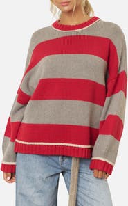 Blu Pepper Stripe Oversize Cotton Blend Sweater